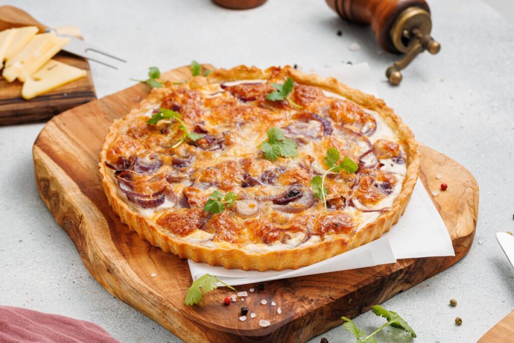 Gluten Free Onion Tart on a plate.
