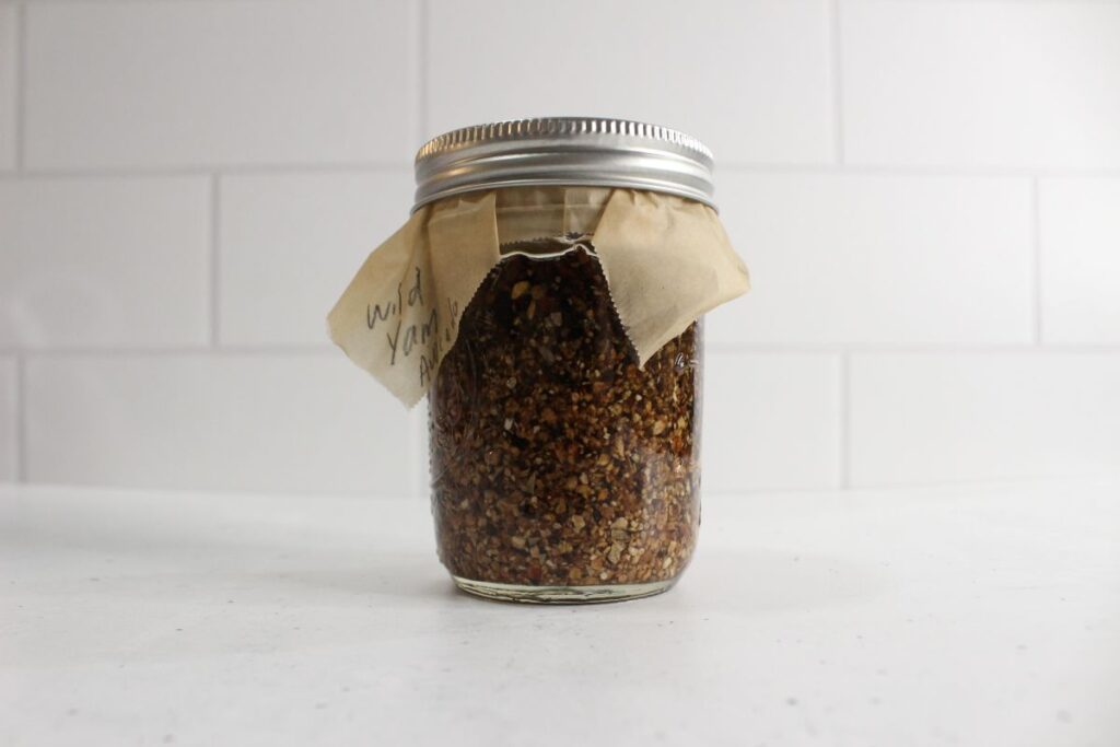 A jar with wild yam infusion.